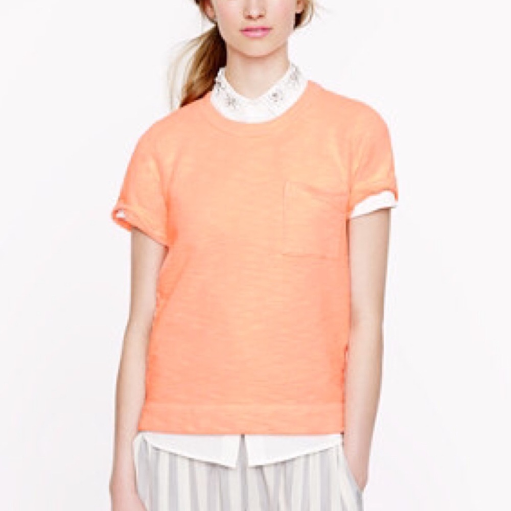 NWT J Crew Boyfriend Sweatshirt small neon orange